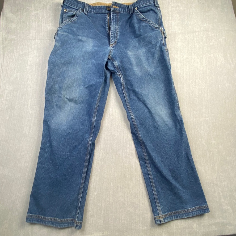Duluth Trading Co Flex Ballroom Jeans Mens 36x30 Relaxed Fit Blue Denim Work